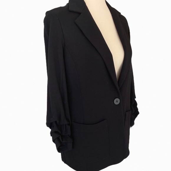 Bailey 44 Black T-Shirt Knit Soft Casual Back Full Zipper Accent Blazer Medium - Picture 3 of 10